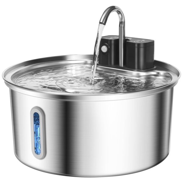 VinDox Katzenbrunnen Kabellos Edelstahl mit Bewegungssensor – 45 Tage Akku & 3.2L Tank