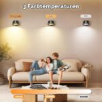 Euakee Wandleuchte 2er Set RGB mit Magnethalterung – Kabellose Akku-Wandlampe mit Fernbedienung – Bild 4