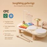 Holz-Schlagzeug Baby Musikspielzeug mit Xylophon & Percussion – Montessori Musikinstrumente – Bild 4