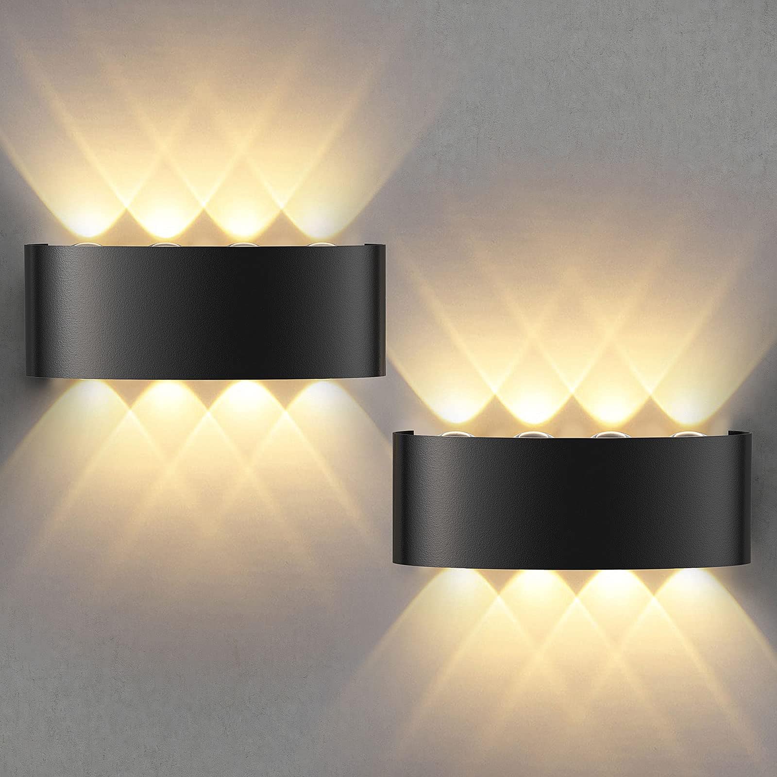 Lureshine 2er Set LED-Wandleuchte 8W Aluminium – IP65 Warmweiss für Innen & Aussen