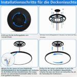 MOONSEA 48W LED Deckenleuchte Ø50cm Dimmbar 3000-6000K – Flache Designleuchte mit Fernbedienung – Bild 5
