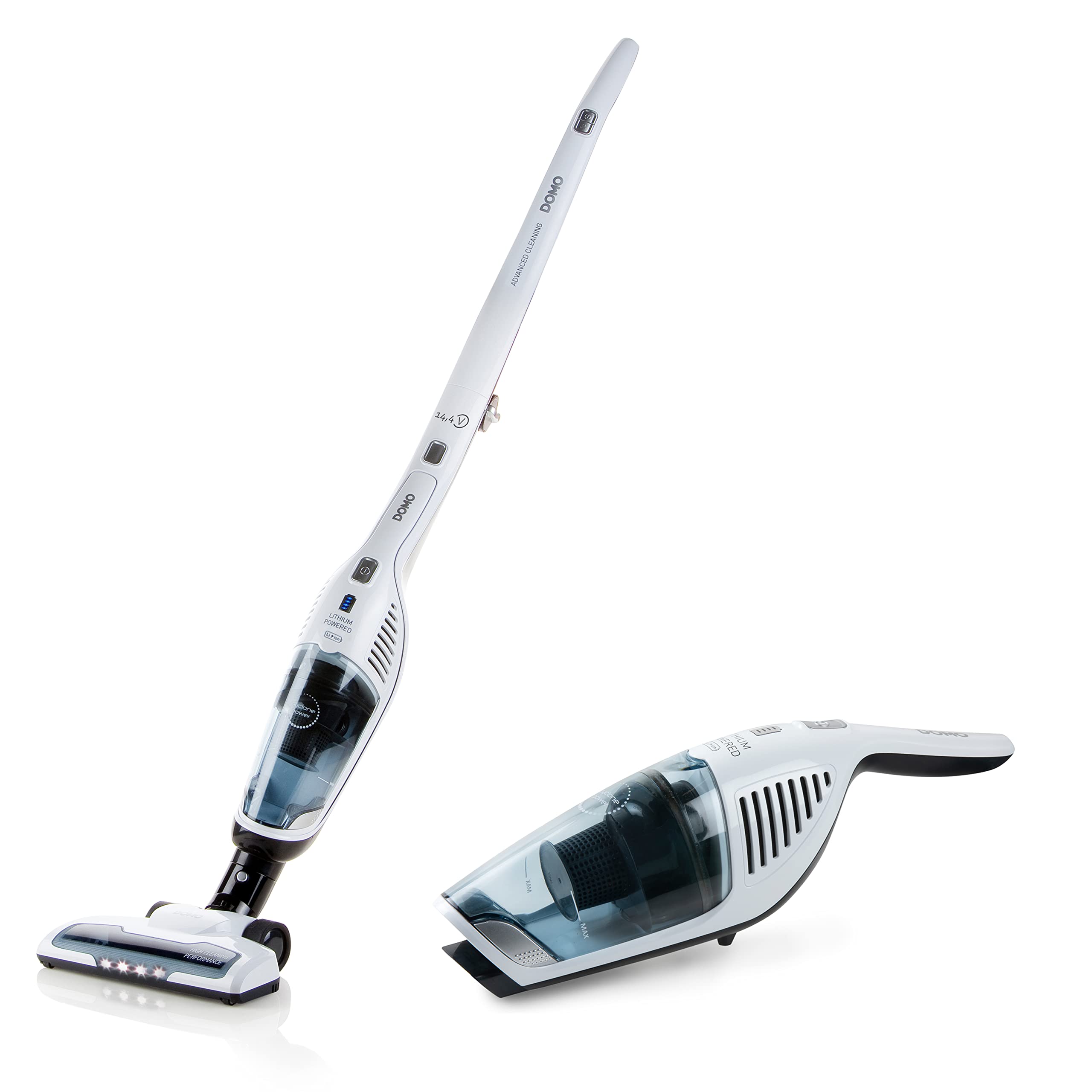 DOMO 2-in-1 Akkustaubsauger 14,4 V – Kabellos mit LED-Bodendüse & Zyklonsystem