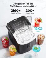 EUHOMY Eiswürfelmaschine – 12 kg/Tag, 2 Grössen, Selbstreinigend & Tragbar – Bild 5
