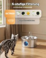 Dctrod Katzenbrunnen Edelstahl 2.6L – Automatischer Trinkbrunnen mit Filtersystem für Katzen & Hunde – Bild 4