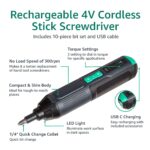 Amazon Basics Akku-Schraubendreher 3,6V mit 10er Bit-Set – Kompakt & USB-aufladbar – Bild 5