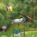Fyeme Vogeltränke 105cm Stehend mit Schmetterling Design – Vogelbad & Kletterhilfe für Garten – Bild 2