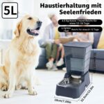 5L Automatischer Hundewasserspender mit Edelstahlschüssel – Gravitationsprinzip für Hunde & Katzen – Bild 2