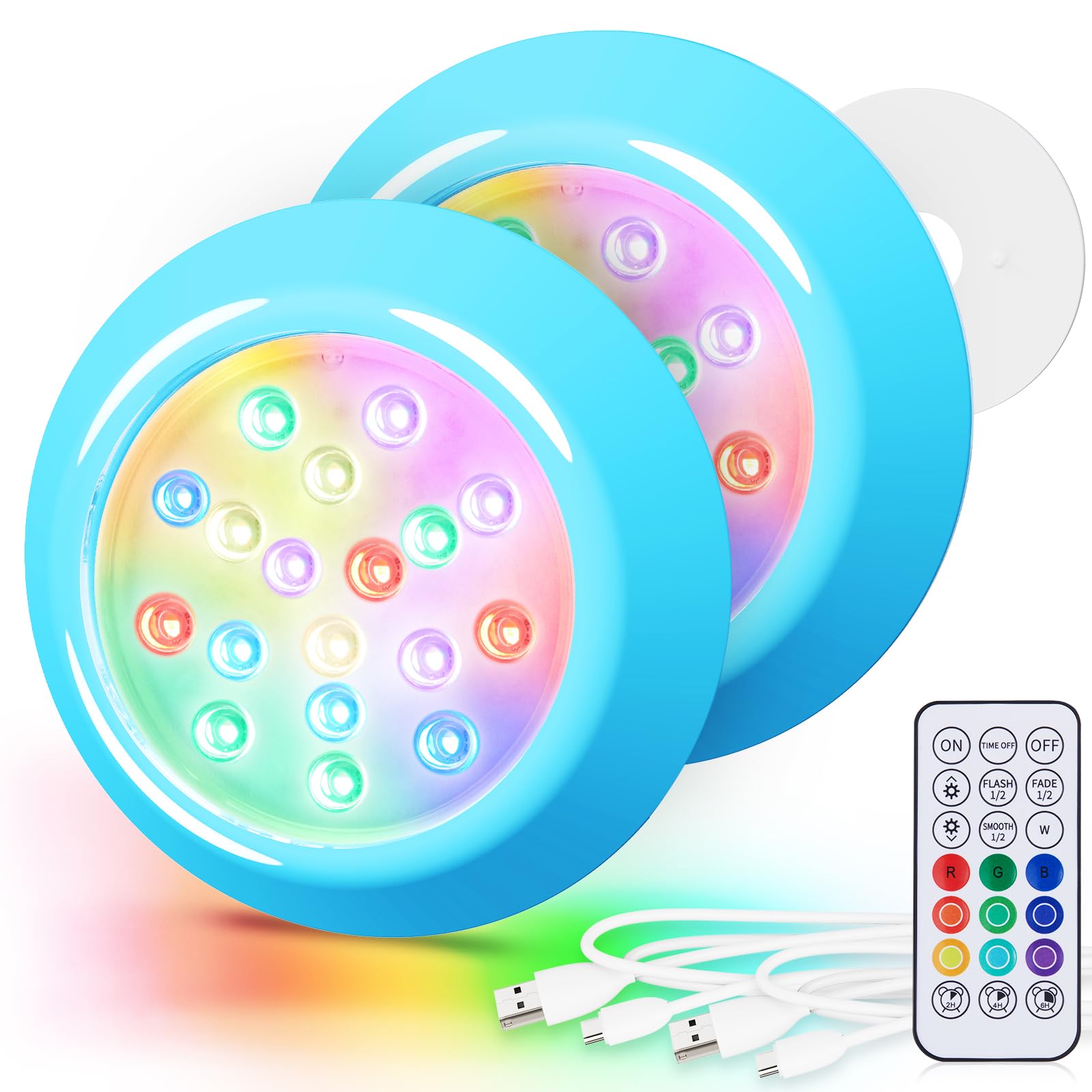 LyLmLe Magnetische LED Poolleuchte 15cm RGBW – 40h Laufzeit, IP68 Wasserdicht, 2er-Pack