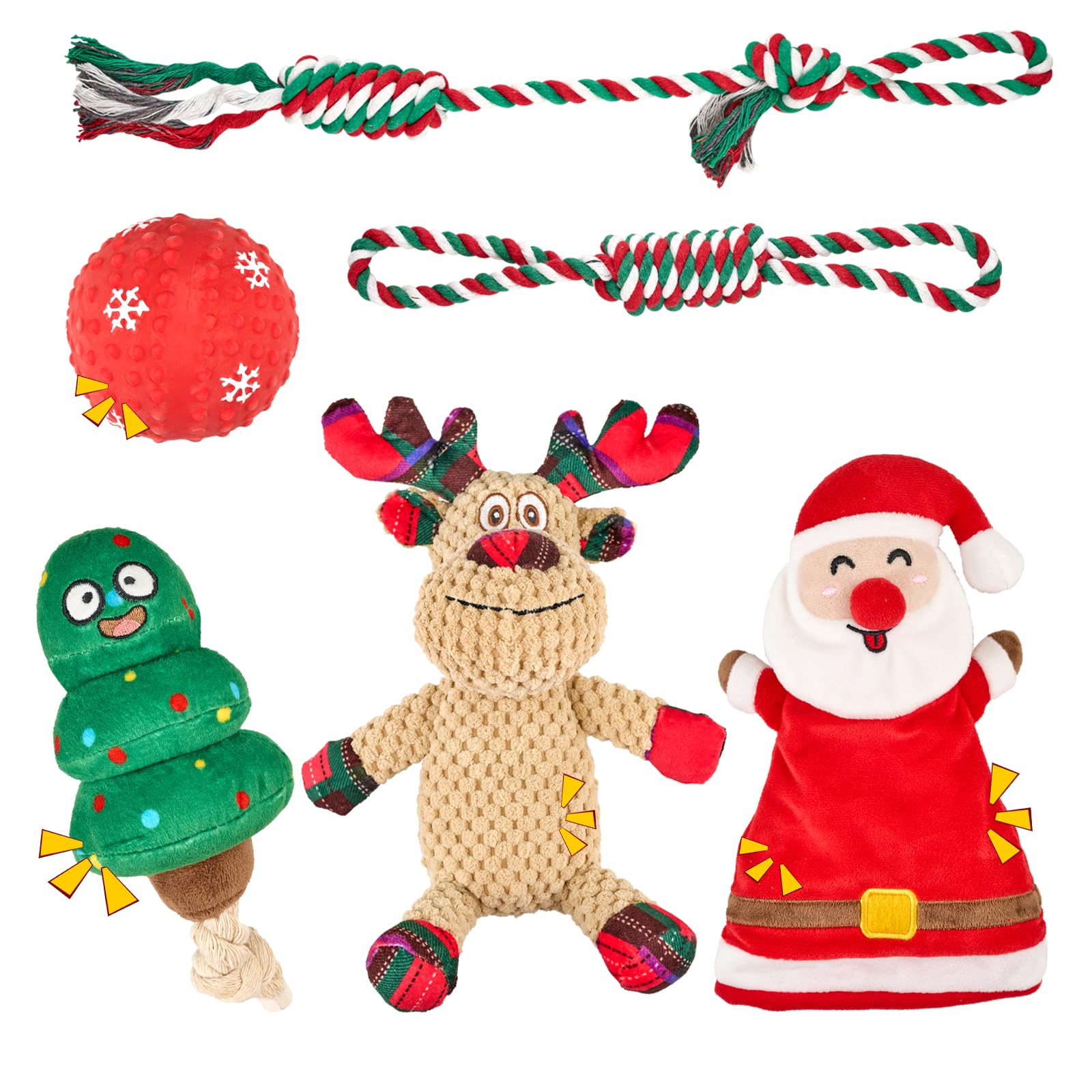 Arblina Weihnachts-Hundespielzeug Set (6er-Pack) – Interaktives Spielzeug für kleine & grosse Hunde