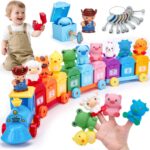 hahaland Bauernhof-Lernzug mit Fingerpuppen & Schlössern – Montessori Spielzeug ab 2 Jahren