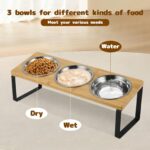 KoolYouth Katzennapf 3er Set mit 15° Holzständer – Ergonomische Futterstation für Katzen & kleine Hunde – Bild 3
