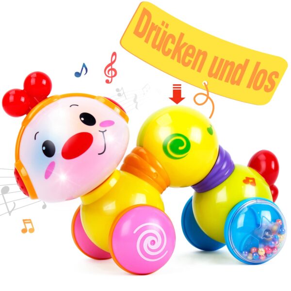 CubicFun Interaktive Raupe – Krabbelspielzeug mit Musik & Lichteffekten für Babys ab 6 Monaten