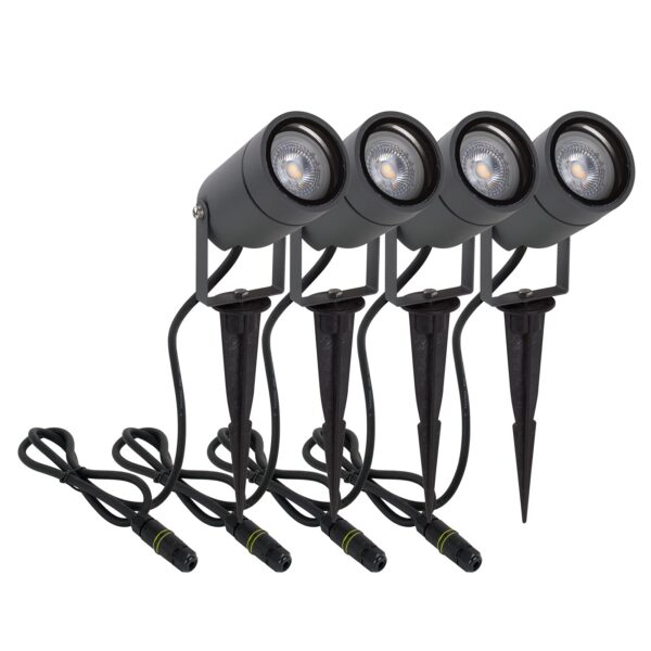 DAWALIGHT Erdspieß 4er Set GU10 IP65 – LED Gartenbeleuchtung mit 320° Lichtkopf