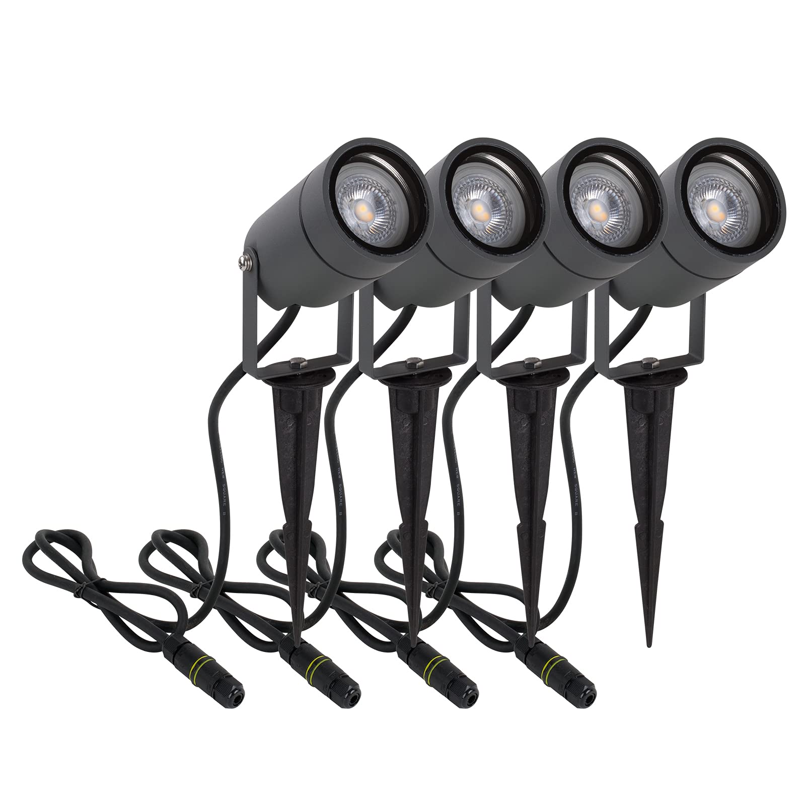 DAWALIGHT Erdspieß 4er Set GU10 IP65 – LED Gartenbeleuchtung mit 320° Lichtkopf