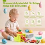 hahaland 6-in-1 Silikon Tissue Box – Montessori Motorikspielzeug für Babys ab 6 Monaten – Bild 3