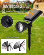 BLOOMWIN 2er Set Solar Gartenstrahler Warmweiss – IP65 Solarleuchte mit Erdspiss für Garten – Bild 4