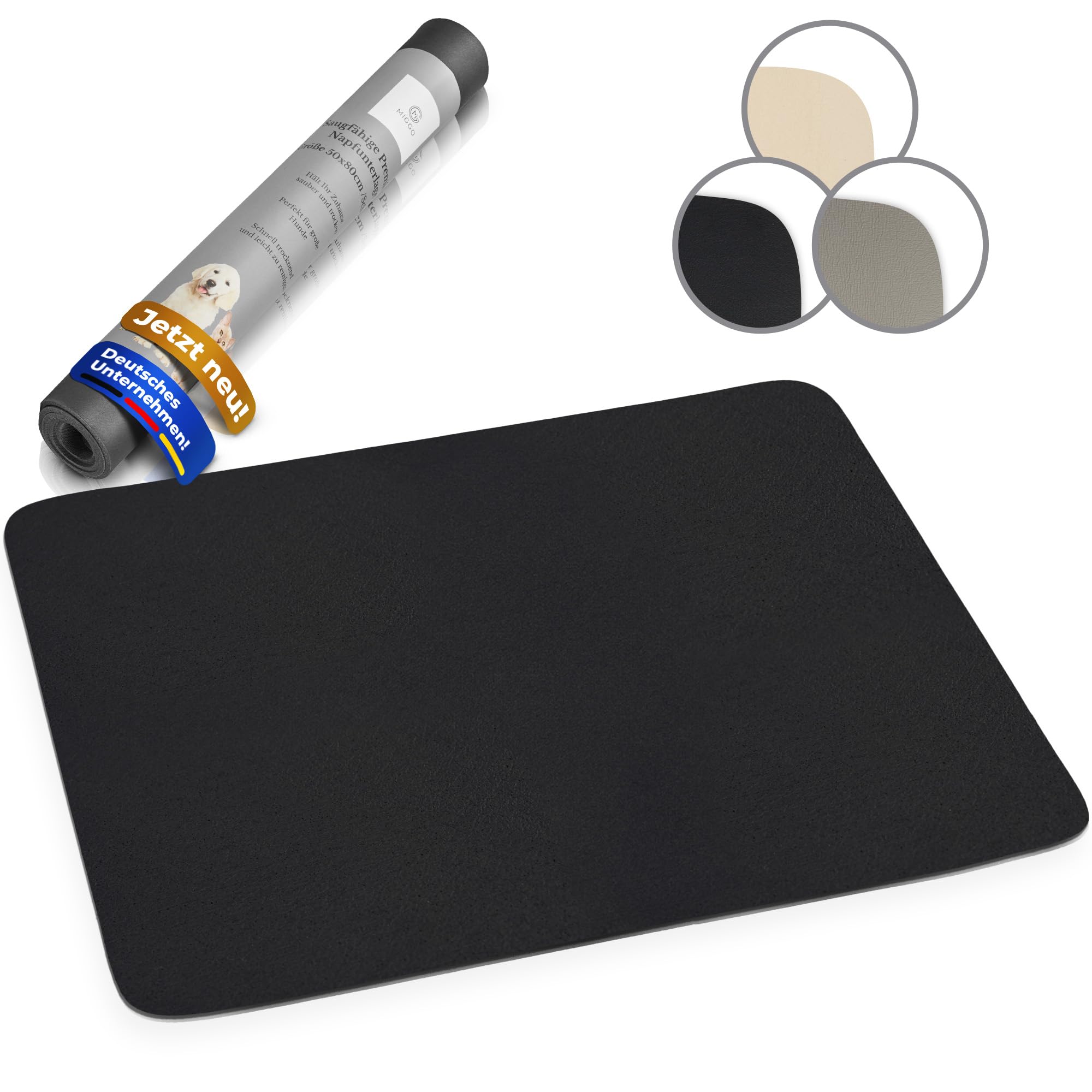 Miggo® Napfunterlage halbrund 50x80 cm – Saugfähige Futtermatte für Hund & Katze