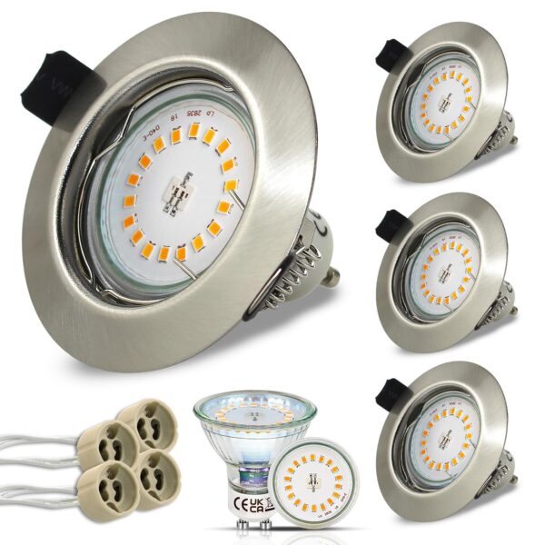 HiBay 4er LED Einbaustrahler Set GU10 5W Warmweiss – Energiesparend für Wohnräume