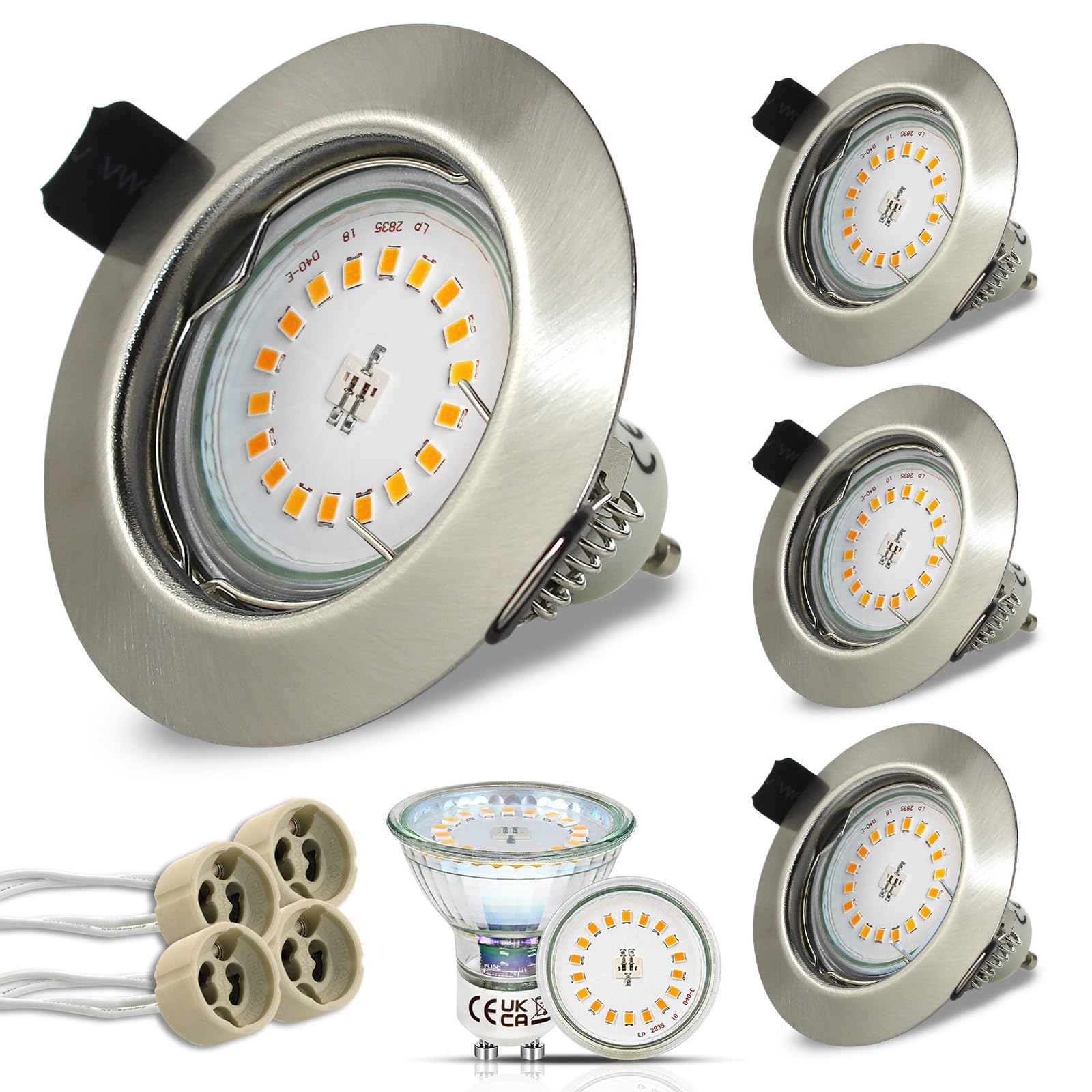 HiBay 4er LED Einbaustrahler Set GU10 5W Warmweiss – Energiesparend für Wohnräume