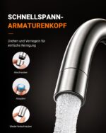 GRIFEMA G4008 Küchenarmatur 360° Schwenkbar – Hochdruck Spültischarmatur Edelstahl – Bild 4