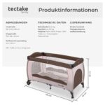 tectake® Babyreisebett 126x65x80 cm mit Matratze – Höhenverstellbar & Mobil für Reisen – Bild 2