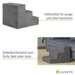 Juskys Hundetreppe 36 cm – Gelenkschonende Haustierrampe mit 3 Stufen & waschbarem Plüsch – Bild 4
