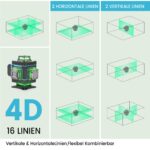 ansigtny 4x360° Kreuzlinienlaser mit 1.5M Stativ – Grüner Selbstnivellier-Laser für Baustelle – Bild 2