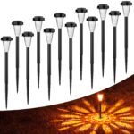 FIFlying 12er Set LED Solarleuchten – IP65 Gartenbeleuchtung mit Dämmerungssensor für Aussen