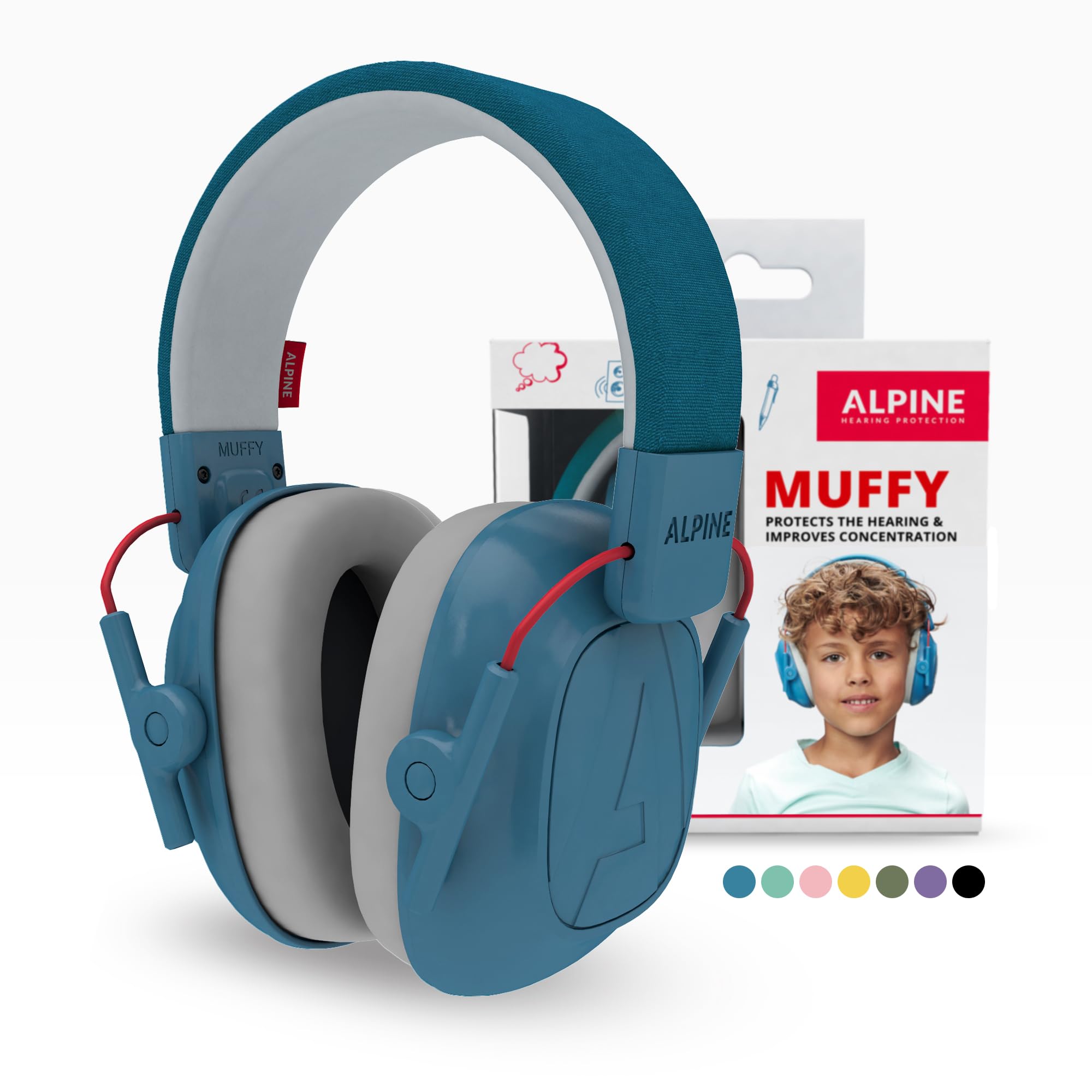 Alpine Muffy Gehörschutz für Kinder – 26 dB Lärmschutz mit verstellbarem Kopfband in Blau