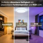 2er Set LED Deckenleuchte 24W Ø30cm mit RGB & CCT 3000-6500K – Smarte Steuerung für Schlafzimmer, Wohnzimmer & Küche – Bild 3