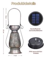 2er Set Solar Laternen Görvitor – IP44 Wasserdicht, Orientalisches Design, Warmweiss LED für Garten – Bild 7