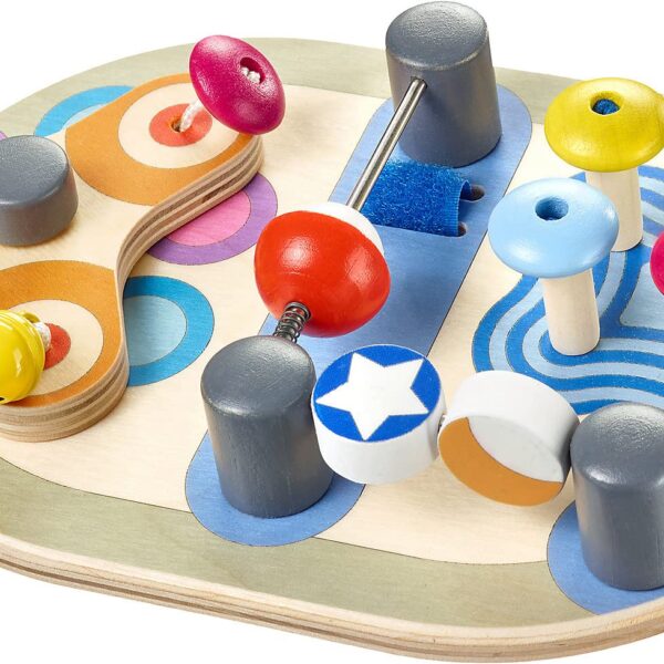 Selecta Spintivity 20 cm Motorikbrett aus Holz – Entwicklungsspielzeug für Babys