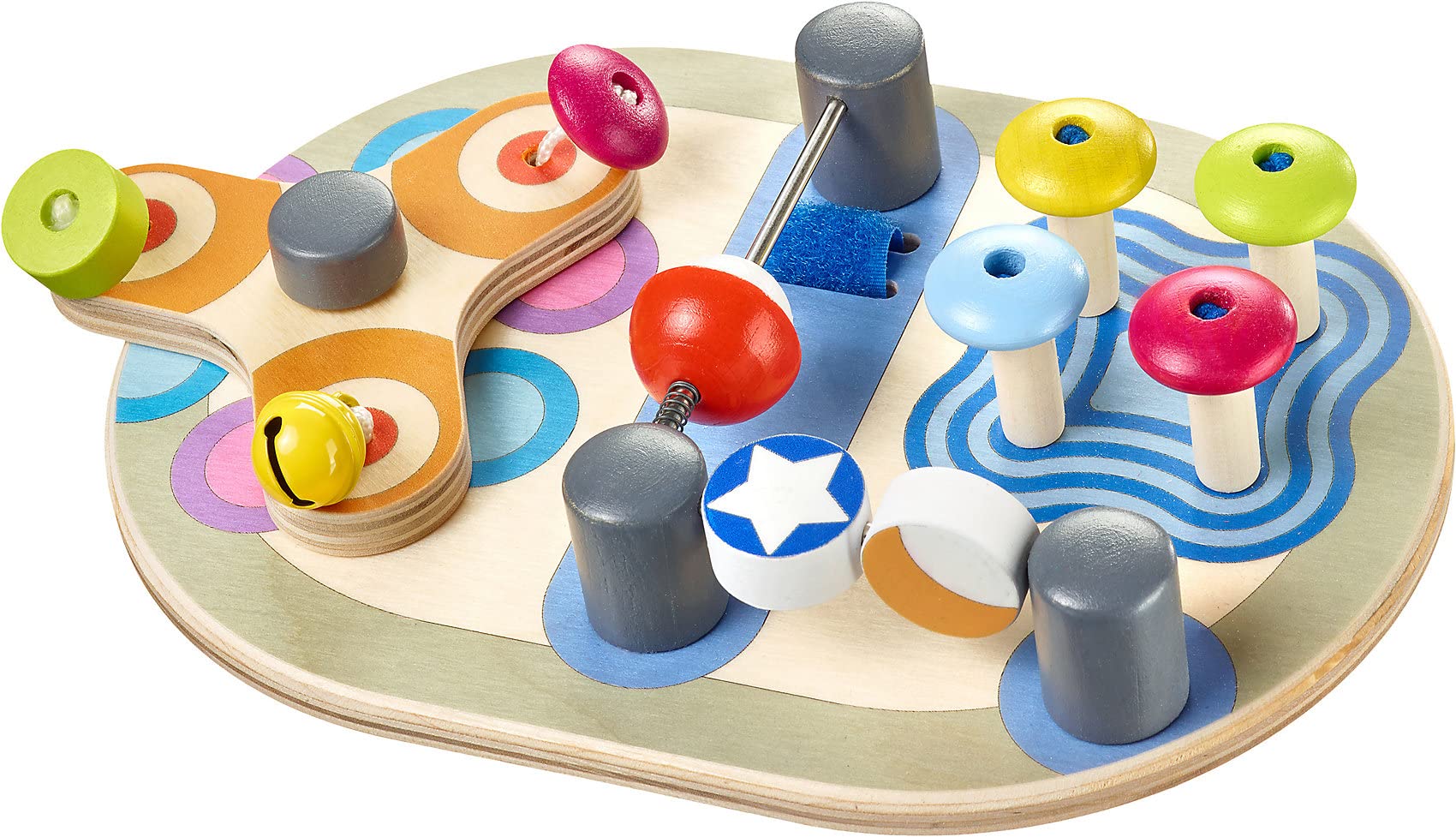 Selecta Spintivity 20 cm Motorikbrett aus Holz – Entwicklungsspielzeug für Babys