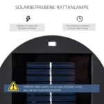 Outsunny Solarleuchte Rattan 61 cm – Gartenlampe mit Lichtsensor & 8h Betriebsdauer – Bild 4