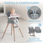 Ezebaby Hochstuhl 6 in 1 mit Holzbeinen – Multifunktionaler Kinderstuhl ab 6 Monate – Bild 5