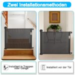 HENGMEI Ausziehbares Treppenschutzgitter 150 cm – Sicherheitsbarriere für Babys & Haustiere – Bild 5
