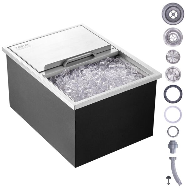 VEVOR Drop-in-Eisbox 55 L Edelstahl – Einbau-Eiskühler für Gewerbe & Gastronomie