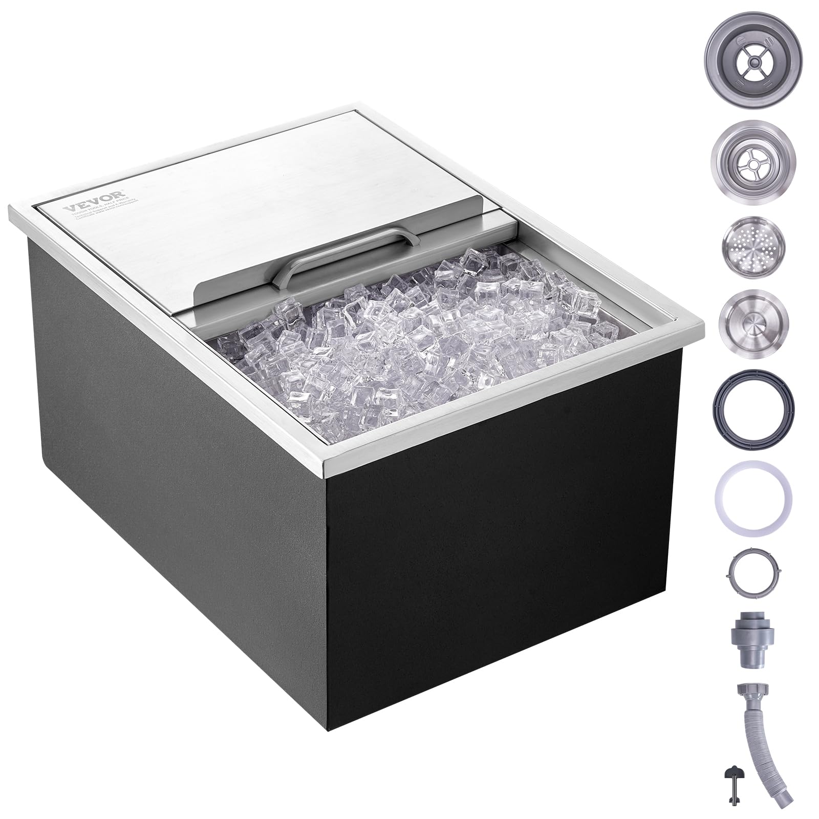 VEVOR Drop-in-Eisbox 55 L Edelstahl – Einbau-Eiskühler für Gewerbe & Gastronomie