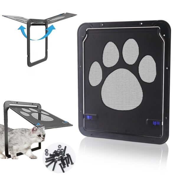 UGBO Katzenklappe für Fliegengitter – Haustiertür mit Magnet für kleine & mittelgrosse Hunde und Katzen