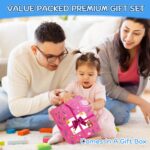 KMTJT Aktivitätswürfel aus Holz – 7 Lernspiele für Babys ab 12 Monaten (Rosa) – Bild 2