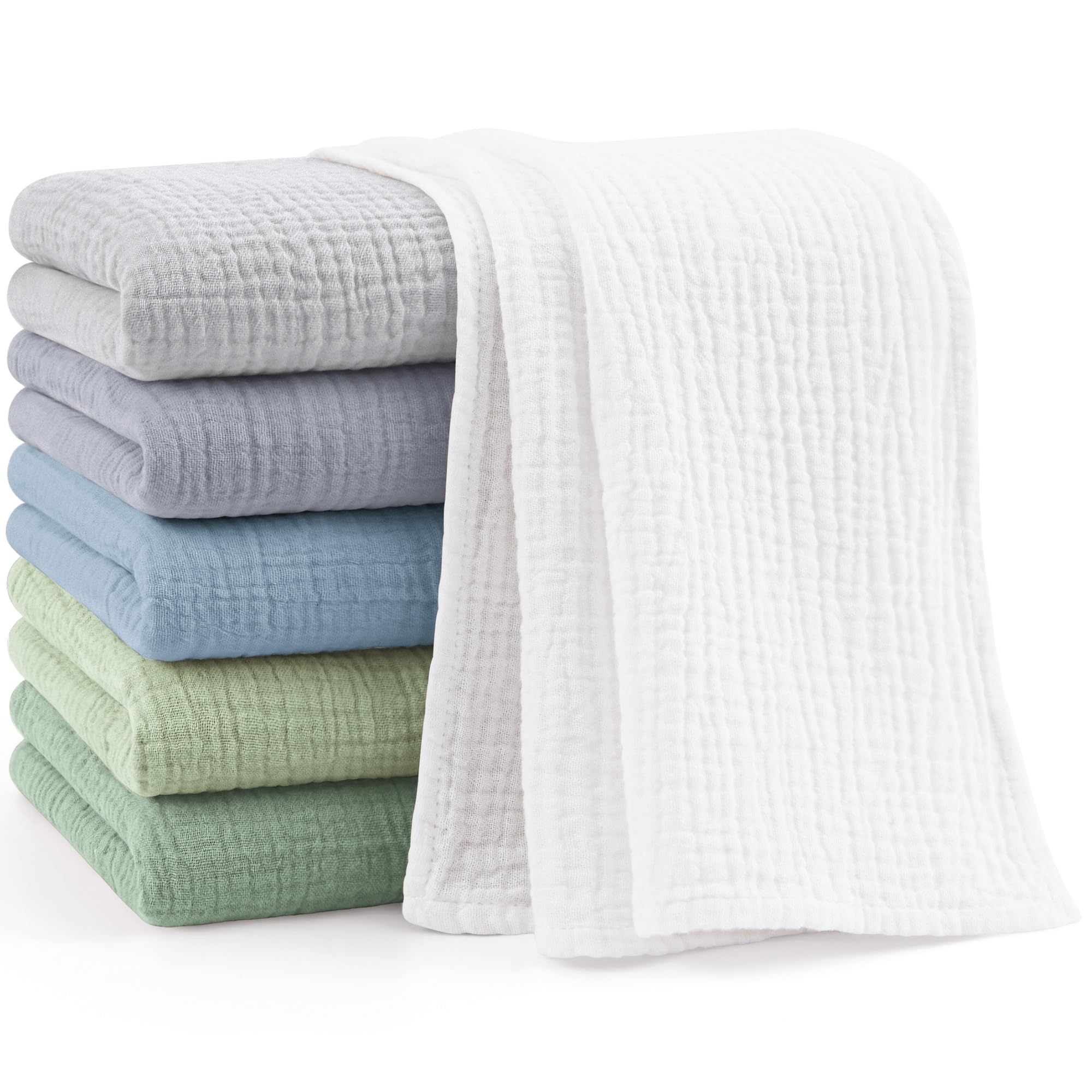 Bearmoss Musselin Tücher 6er Set 60x60 cm – 100% Baumwolle Spucktücher für Babys