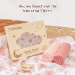 Yukkidds Spannbettlaken 81x41 cm aus 100% Musselin – 3er-Pack für Kinderwagen & Beistellbett – Bild 6