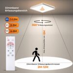 BLNAN 24W LED Deckenleuchte mit Radar-Bewegungsmelder – Dimmbar, Fernbedienung, 30cm – Bild 2