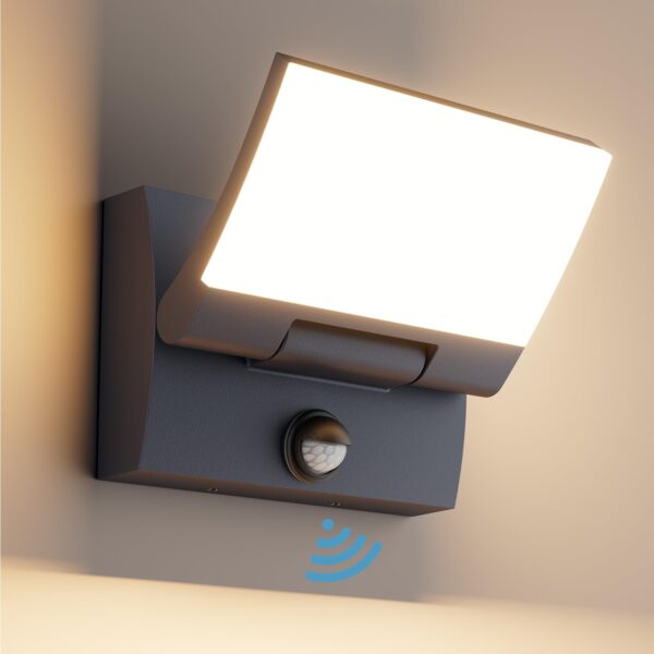 K-Bright 30W LED-Aussenwandleuchte mit Bewegungsmelder – 2000LM Warmweiss für Eingang & Garten