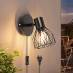 Kimjo Wandleuchte E14 mit Schalter & Stecker – Schwenkbar, 1,5m Kabel, Schwarz