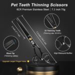 CIICII 7 Zoll Hundeschere Profi-Set – 10-teilige Fellschere mit Effilierschere für Hunde & Katzen – Bild 4