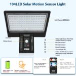 JESLED Solarleuchte 104 LED 8W mit Bewegungsmelder – Sichere Aussenwandleuchte IP65 für Garten – Bild 6