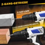Qimu Akku-Bohrschrauber 16,8V mit 2×1,5Ah – Professionelles 26-tlg. Set für Holz, Metall & Mauerwerk – Bild 4