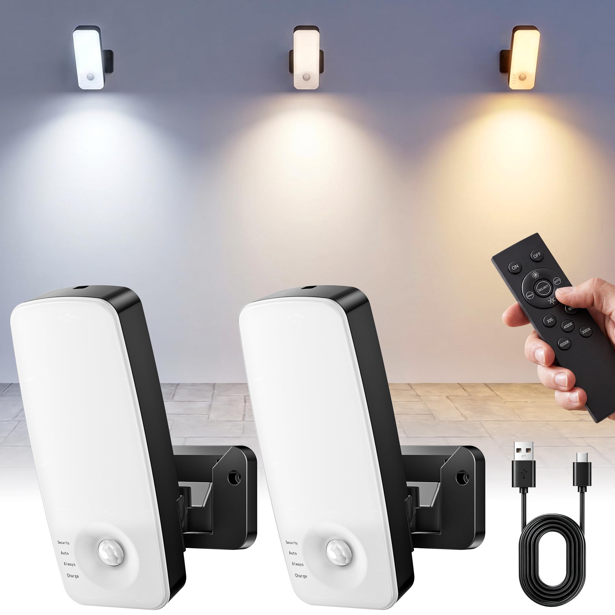 Draome 2er Set Akku Aussenlampe mit Bewegungsmelder – 10000mAh, IP65, 3 Modi & Fernbedienung