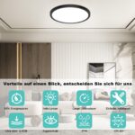 OUILA LED Deckenlampe 18W 4000K – Flache Schwarze Deckenleuchte 22cm für Küche, Bad & Wohnzimmer, 2er Set – Bild 4
